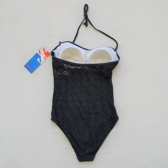 Sun & Sea One Piece Swim Suit Women's Size 14 Gray Lace - Picture 4 of 11